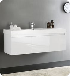 Fresca FCB8041WH-I Mezzo 60" White Modern Bathroom Vanity with Integrated Sink
