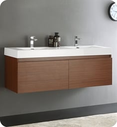 Fresca FCB8042TK-I Mezzo 59" Teak Modern Bathroom Vanity with Integrated Double Sink