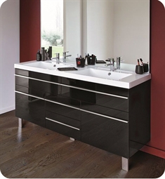 Decotec 172611 Rivoli 59 1/8" Wall Mount Double Bathroom Vanity with Ceramyl Sink with Two Doors