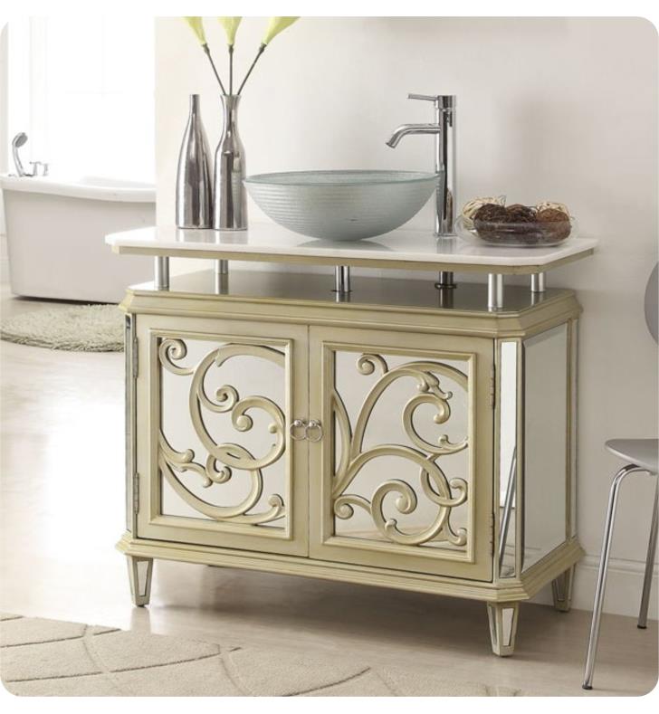 Chans Furniture Hfz 250 Benton Idella 38 1 2 Freestanding Traditional Style Single Bathroom Vanity In Champagne Gold