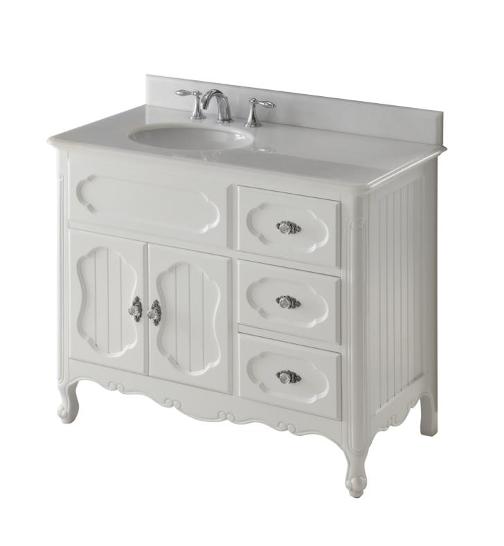 Chans Furniture Gd1509w 42 Benton Knoxville Freestanding Victorian Cottage Style Single Bathroom Vanity In White - Cottage Style Bathroom Vanities Cabinets