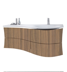 Decotec 181202.2 Maestro 51 1/4" Wall Mount Single Bathroom Vanity with Right Side Ceramyl Sink Top in Lacquered Finish with Matte Wood Veneer Front