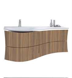 Decotec 181203.2 Maestro 51 1/4" Wall Mount Single Bathroom Vanity with Left Side Ceramyl Sink Top in Lacquered Finish with Matte Wood Veneer Front