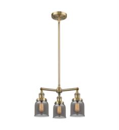 Innovations Lighting 207-G53 Small Bell 19" Three Light Single Tier Smoked Glass Chandelier with LED or Incandescent Bulb Option