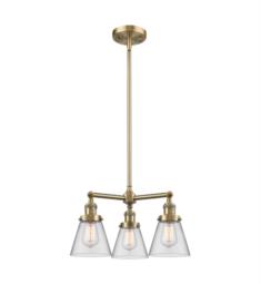 Innovations Lighting 207-G62 Small Cone 19" Three Light Single Tier Clear Glass Chandelier with LED or Incandescent Bulb Option