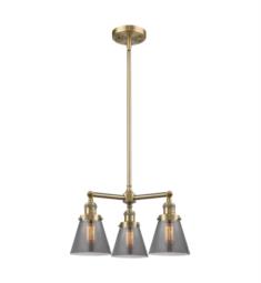 Innovations Lighting 207-G63 Small Cone 19" Three Light Single Tier Smoked Glass Chandelier with LED or Incandescent Bulb Option