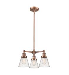 Innovations Lighting 207-G64 Small Cone 19" Three Light Single Tier Seedy Glass Chandelier with LED or Incandescent Bulb Option