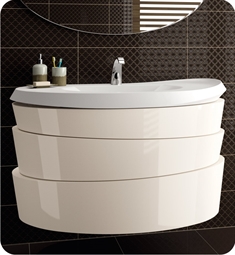 Decotec 1814501.1.800 Virtuose 47" Wall Mount Single Bathroom Vanity with Ceramyl Sink Top and Eucalyptus Interior Drawer