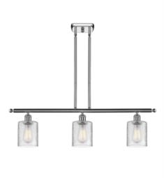 Innovations Lighting 516-3I-G112 Cobbleskill 42" Three Light Clear Drum Glass Island Light with LED or Incandescent Bulb Option