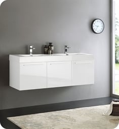 Fresca FCB8093WH-D-I Vista 60" White Modern Bathroom Vanity with Integrated Double Sink