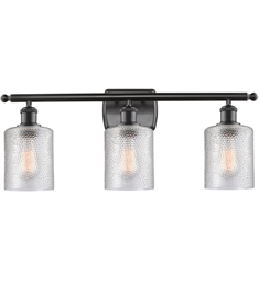 Innovations Lighting 516-3W-G112 Cobbleskill 26" Three Light Wall Mount Clear Glass Vanity Light with LED or Incandescent Bulb Option