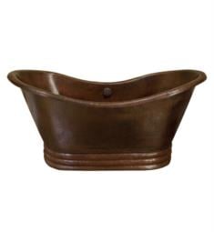 Native Trails CPS912 Aurora 60" Hand Hammered Copper Freestanding Oval Soaker Bathtub with Center Drain