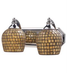 Elk Lighting 570-2-GLD Bath and Spa 2 Light 14" Incandescent Wall Mount Vanity Light with Gold Leaf Glass Shade