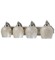 Elk Lighting 570-4N-SLV Bath and Spa 4 Light 27" Incandescent Wall Mount Vanity Light in Satin Nickel with Silver Glass shade