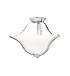 Kichler 3681NI Langford 2 Light Incandescent Semi-Flush Inverted Pendant with Bowl Shaped Glass Shade in Brushed Nickel