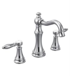 Moen TS42108 Weymouth 7 1/2" Double Lever Handle Widespread High Arc Bathroom Sink Faucet with Metal Pop-Up Drain Assembly