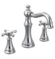 Moen TS42114 Weymouth 7 1/2" Double Cross Handle Widespread High Arc Bathroom Sink Faucet with Metal Pop-Up Drain Assembly
