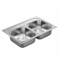 Moen G182154Q 1800 Series 33" Double Bowl Drop-In Stainless Steel Kitchen Sink