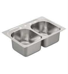 Moen G182574Q 1800 Series 33" Double Bowl Drop-In Stainless Steel Kitchen Sink