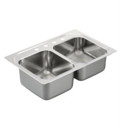 Moen G202334Q 2000 Series 33" Double Bowl Drop-In Stainless Steel Kitchen Sink