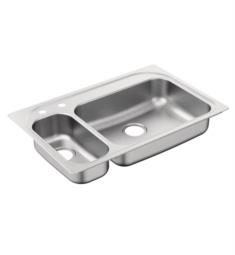 Moen G20285BQ 2000 Series 33" Double Bowl Drop-In Stainless Steel Kitchen Sink