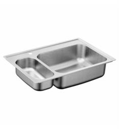 Moen G202861Q 2000 Series 33" Double Bowl Drop-In Stainless Steel Kitchen Sink