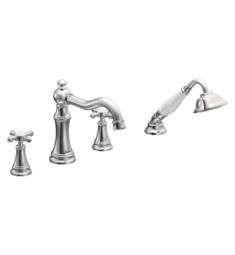 Moen TS21102 Weymouth 8" Two Cross Handle Widespread/Deck Mounted Roman Tub Faucet with Handshower