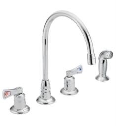 Moen 8242 M-Dura 13 1/4" Double Lever Handle Deck Mounted Commercial Kitchen Faucet in Chrome with Side Spray