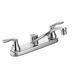 Moen 40618 Cornerstone 7 3/8" Double Handle Deck Mounted Kitchen Faucet in Chrome with Side Spray