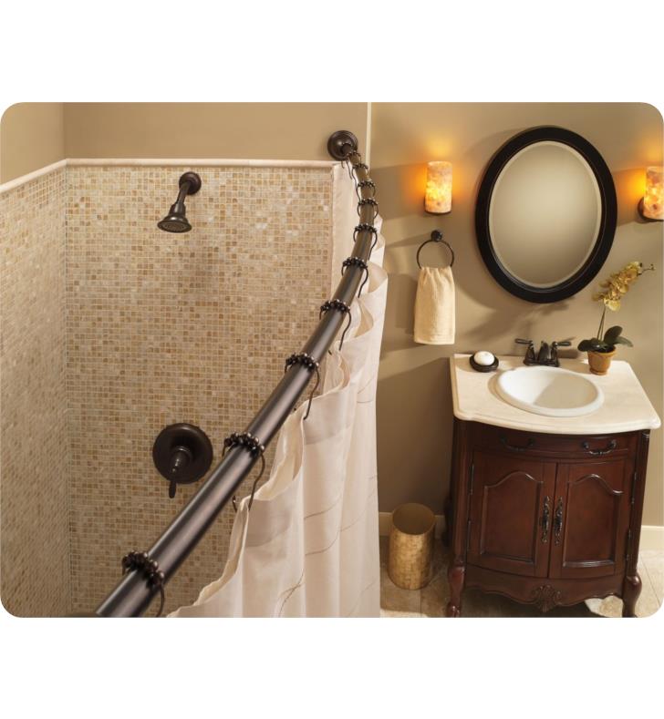 Stainless Steel Curved Shower Rod, Brushed Gold Shower Curtain Rod Curved