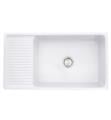 Nantucket FCFS36-DB Cape 36" Single Bowl Farmhouse/Apron Front Fireclay Kitchen Sink with Drainboard in White