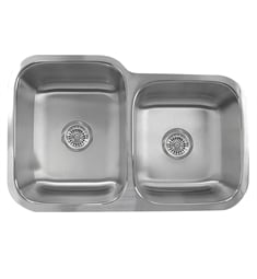 Nantucket NS6040-18 Quidnet 31 1/2" Double Bowl Undermount Stainless Steel Kitchen Sink in Brushed Satin