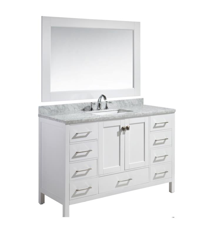Sink Bathroom Vanity, 54 White Vanity Single Sink