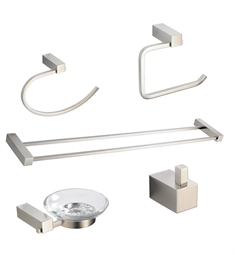 Fresca FAC0400BN-D Ottimo 5 Piece Bathroom Accessory Set in Brushed Nickel with Double Towel Bar