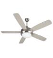 Craftmade HE52BNK5-LED Helios 5 Blades 52" Indoor Ceiling Fan with LED Light in Brushed Polished Nickel with Brushed Nickel Blades in White Frosted Glass