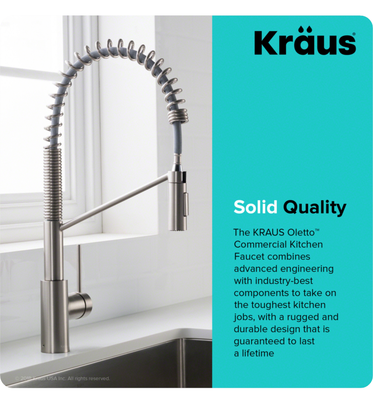 Details about   Kraus 22 1/8' Single Handle Deck Mounted Pull-Down Kitchen Faucet KPF-2631 