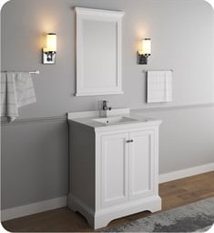 Fresca FVN2430WHM Windsor 30" Matte White Traditional Bathroom Vanity with Mirror