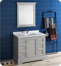 Fresca FVN2440GRV Windsor 40" Gray Textured Traditional Bathroom Vanity with Mirror