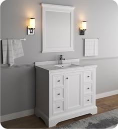 Fresca FVN2440WHM Windsor 40" Matte White Traditional Bathroom Vanity with Mirror