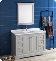 Fresca FVN2448GRV Windsor 48" Gray Textured Traditional Bathroom Vanity with Mirror