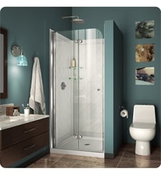 DreamLine DL-6526-01 Aqua Fold 36" Bi-Fold Shower Door in Chrome with White Acrylic Base and Backwall Kit