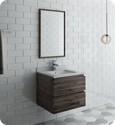 Fresca FVN3124ACA Formosa 24" Wall Hung Modern Bathroom Vanity with Mirror in Acacia