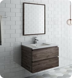 Fresca FVN3130ACA Formosa 30" Wall Hung Modern Bathroom Vanity with Mirror in Acacia
