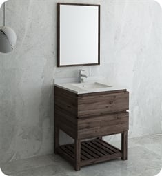 Fresca FVN3130ACA-FS Formosa 30" Floor Standing Modern Bathroom Vanity with Open Bottom & Mirror in Acacia