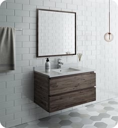 Fresca FVN3136ACA Formosa 36" Wall Hung Modern Bathroom Vanity with Mirror in Acacia