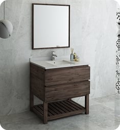 Fresca FVN3136ACA-FS Formosa 36" Floor Standing Modern Bathroom Vanity with Open Bottom & Mirror in Acacia