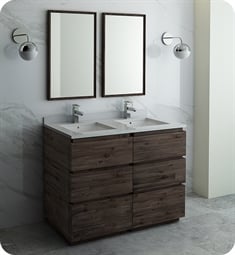 Fresca FVN31-2424ACA-FC Formosa 48" Floor Standing Double Sink Modern Bathroom Vanity with Mirrors in Acacia