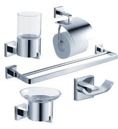 Fresca FAC1100-D Glorioso 5 Piece Bathroom Accessory Set in Chrome with Double Towel Bar