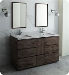 Fresca FVN31-241224ACA-FC Formosa 60" Floor Standing Double Sink Modern Bathroom Vanity with Mirrors in Acacia
