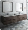 Fresca FVN31-361236ACA Formosa 84" Wall Hung Double Sink Modern Bathroom Vanity with Mirrors in Acacia